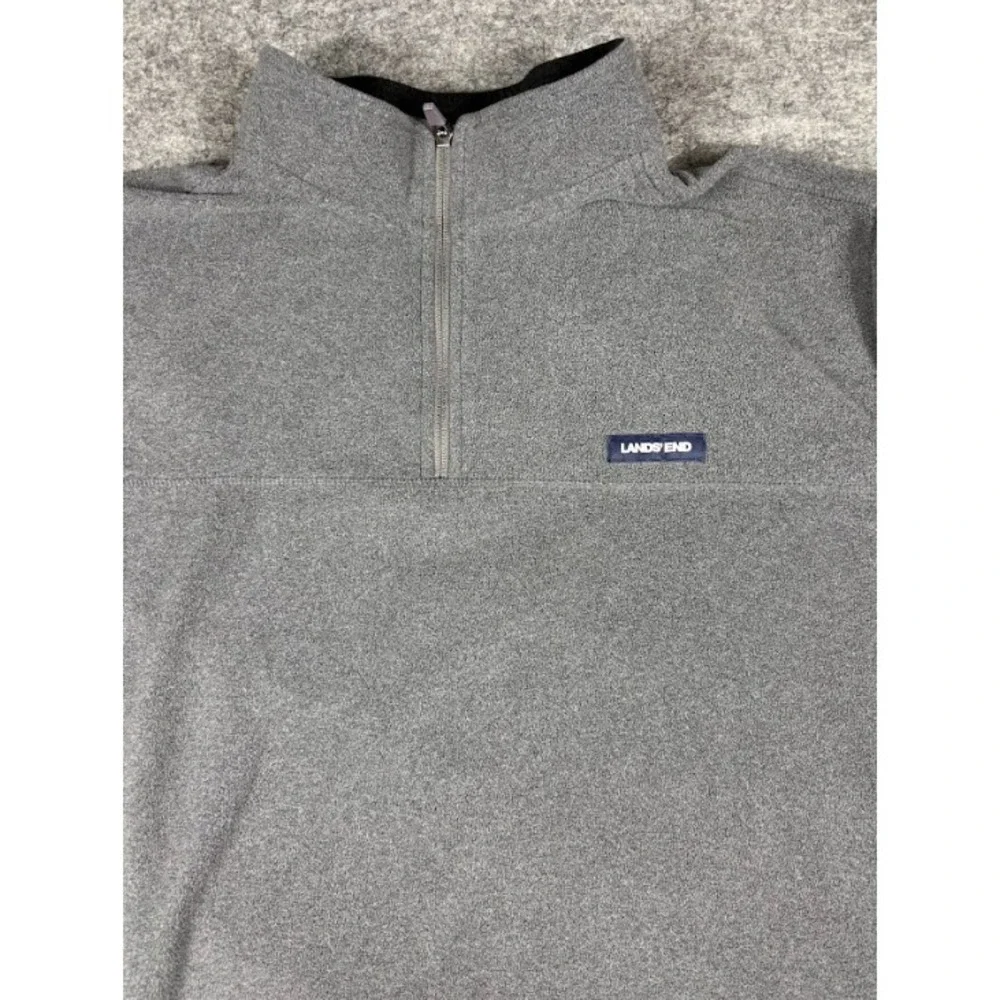 Lands' End Quarter Zip Fleece Pullover Gray Big Tall 3XL Men's Cozy‎ Casual